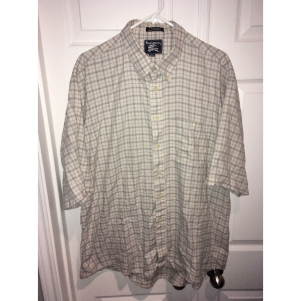 Burberry Short Sleeve Button Down Shirt Medium blue plaid